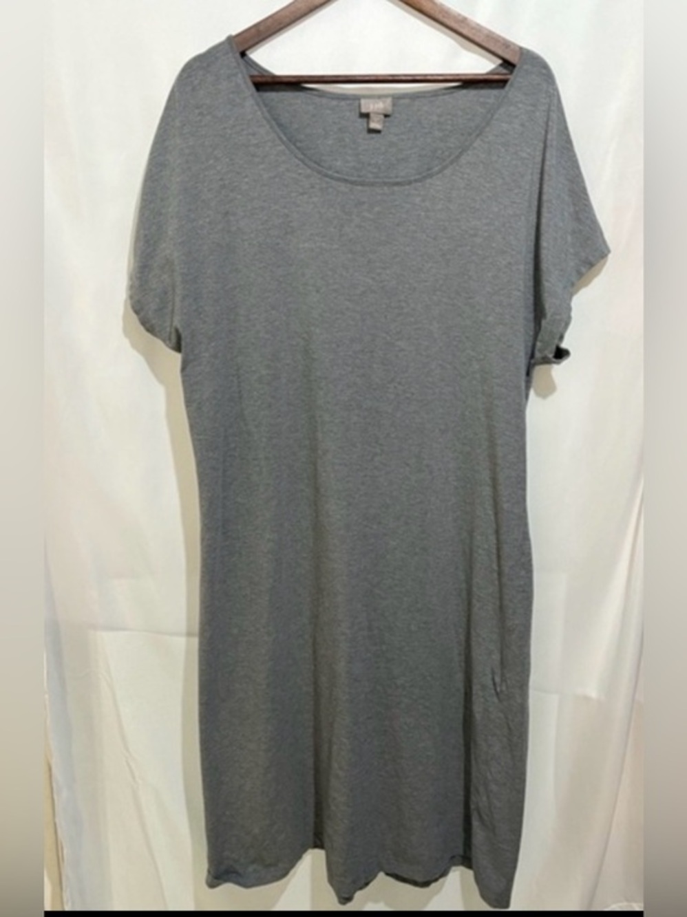 J Jill Jersey Knit Maxi Dress XL Grey A‎ Line Short Sleeve Casual Stretch